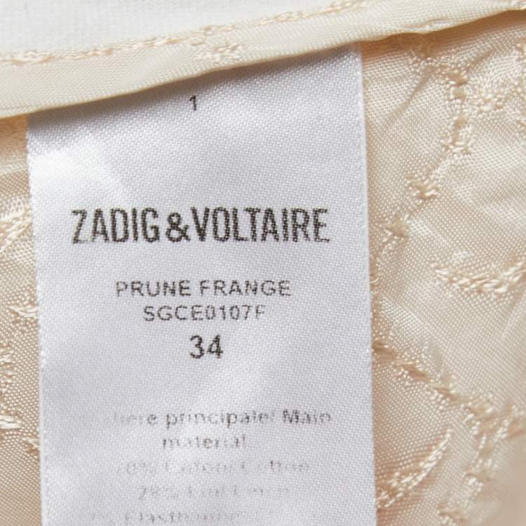 Pre Owned Zadig & Voltaire White Cotton Blend Trousers S