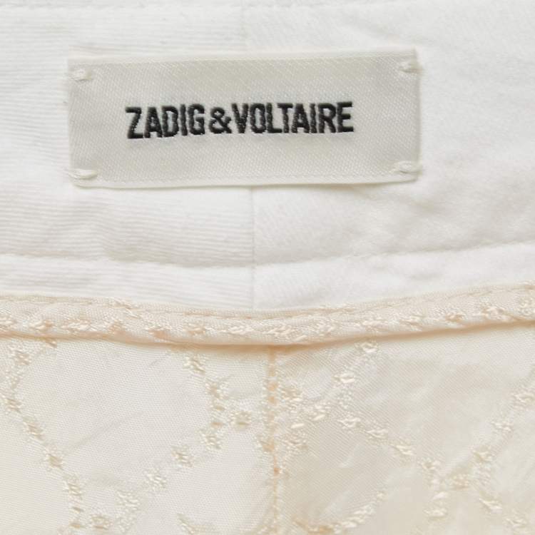 Pre Owned Zadig & Voltaire White Cotton Blend Trousers S