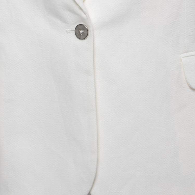 Pre Owned Zadig & Voltaire White Linen Blend Single Button Blazer L