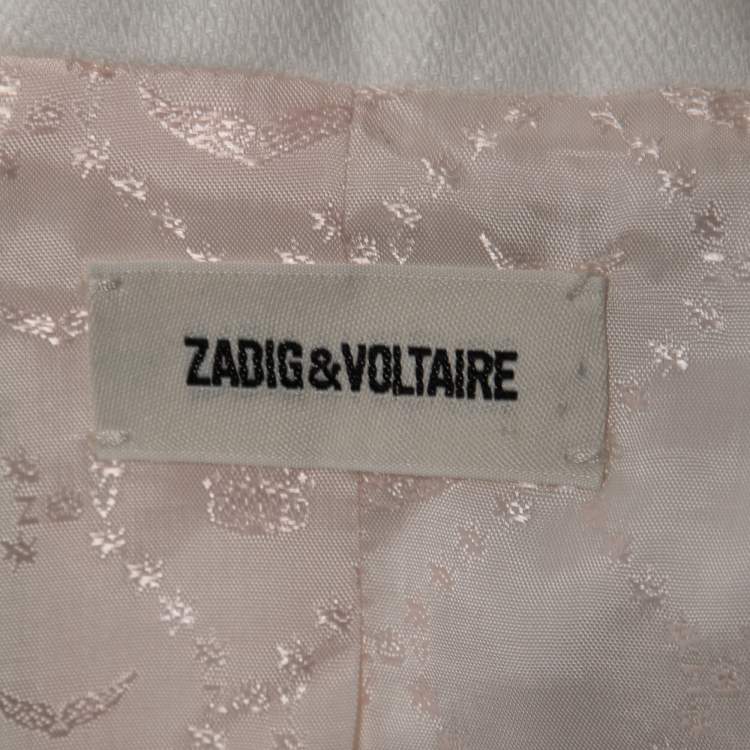 Pre Owned Zadig & Voltaire White Linen Blend Single Button Blazer L