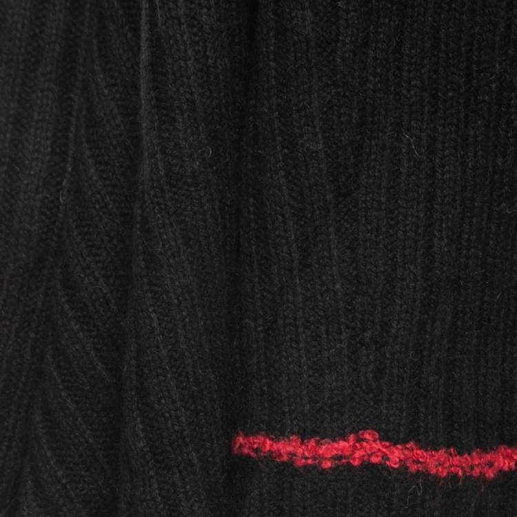 Pre Owned Zadig & Voltaire Black Knit Open Front Asymmetrical Cardigan One Size