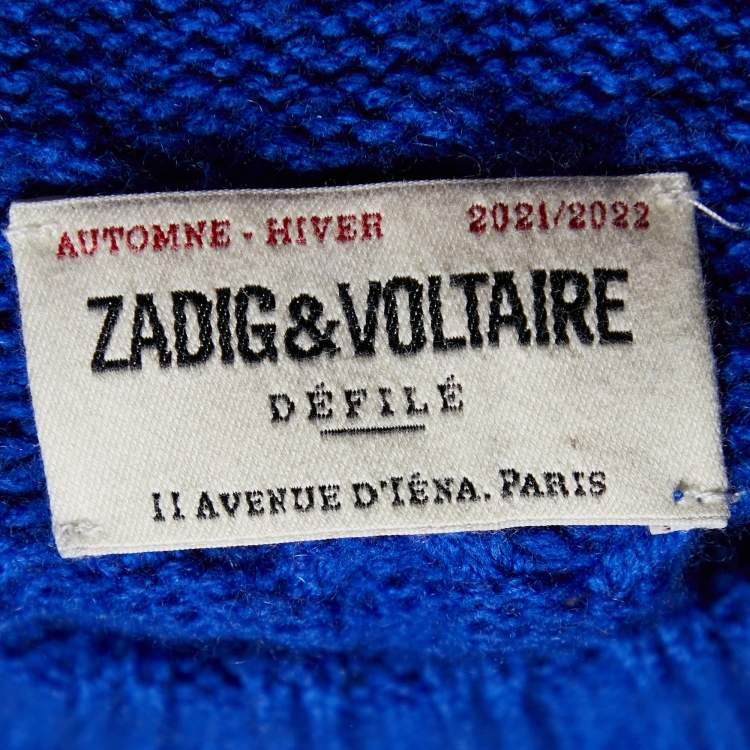 Pre Owned Zadig & Voltaire Defile Royal Blue Wool Knit Kelly Sweater M