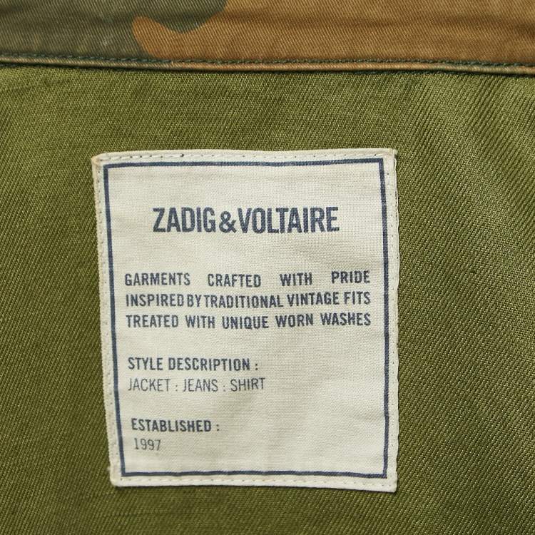 Pre Owned Zadig & Voltaire Military Green Camouflage Cotton Blend Button Front Jacket XS