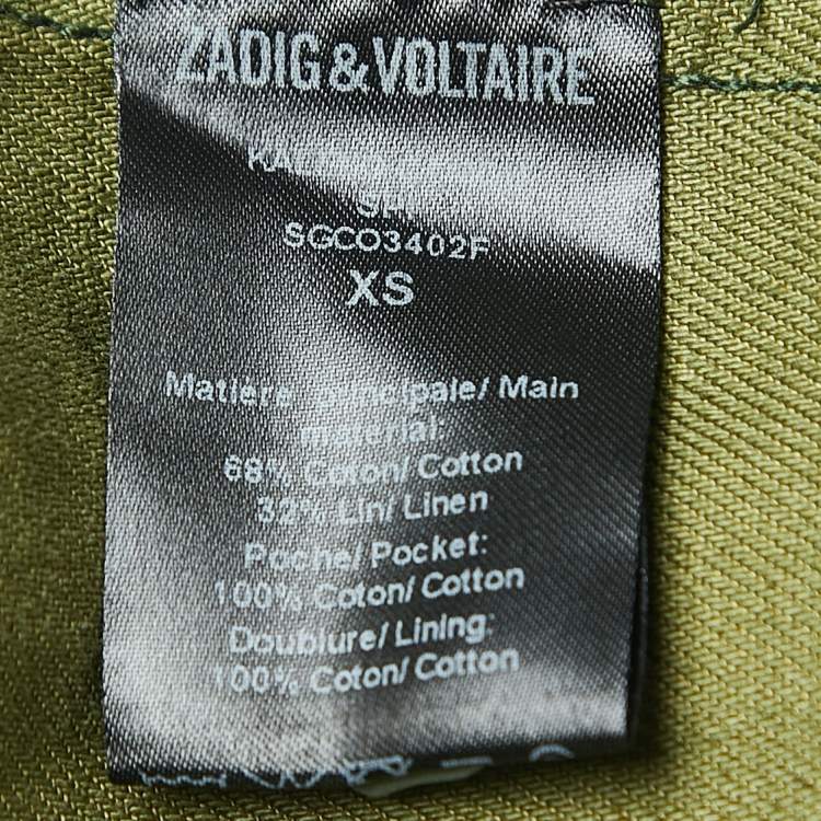 Pre Owned Zadig & Voltaire Military Green Camouflage Cotton Blend Button Front Jacket XS