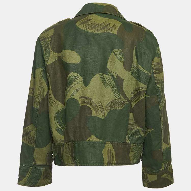Pre Owned Zadig & Voltaire Military Green Camouflage Cotton Blend Button Front Jacket XS