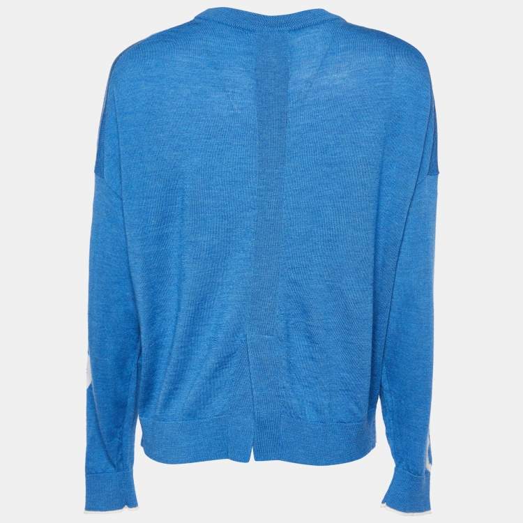 Pre Owned Zadig & Voltaire Blue Logo Intarsia Wool Knit Jumper XS