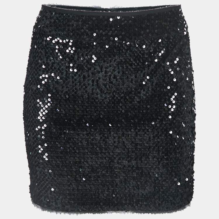 Pre Owned Zadig & Voltaire Black Sequined Mini Skirt S