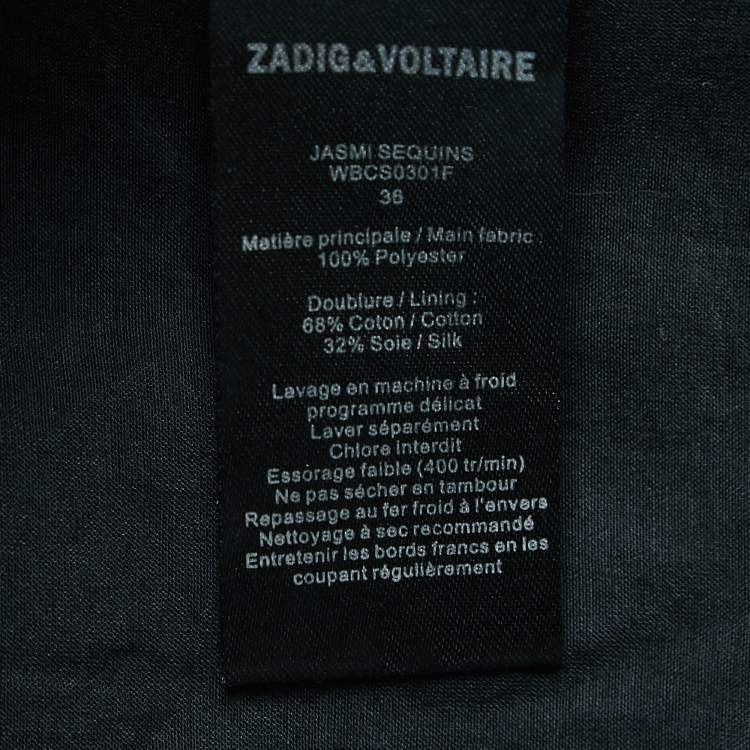 Pre Owned Zadig & Voltaire Black Sequined Mini Skirt S