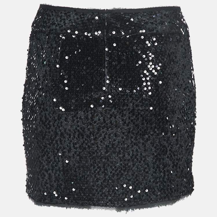 Pre Owned Zadig & Voltaire Black Sequined Mini Skirt S