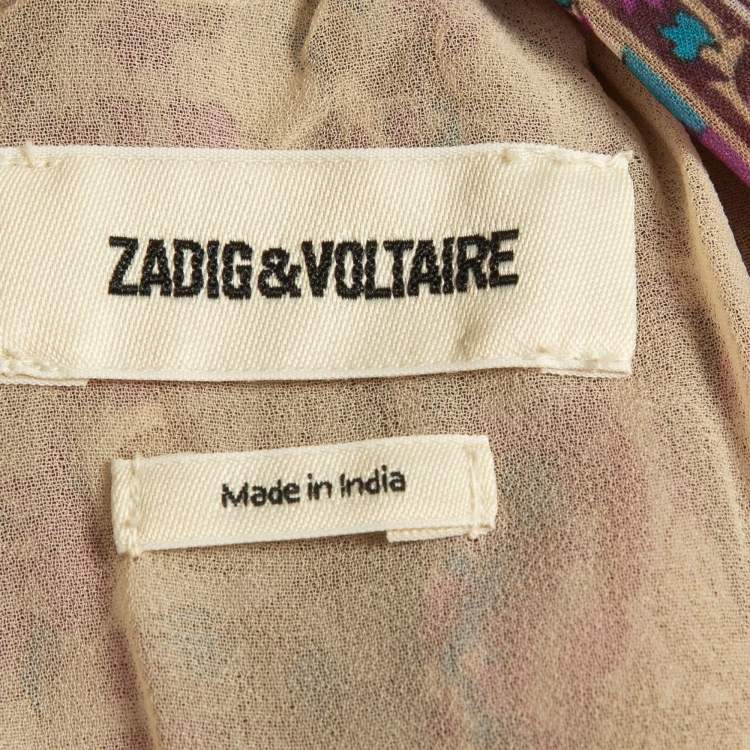 Pre Owned Zadig & Voltaire Multicolor Joslin Print Chiffon High Low Midi Skirt M