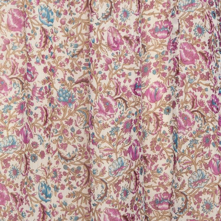 Pre Owned Zadig & Voltaire Multicolor Joslin Print Chiffon High Low Midi Skirt M