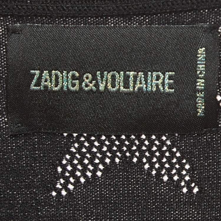 Pre Owned Zadig & Voltaire Black Star Patterned Tencel Knit Cardigan L