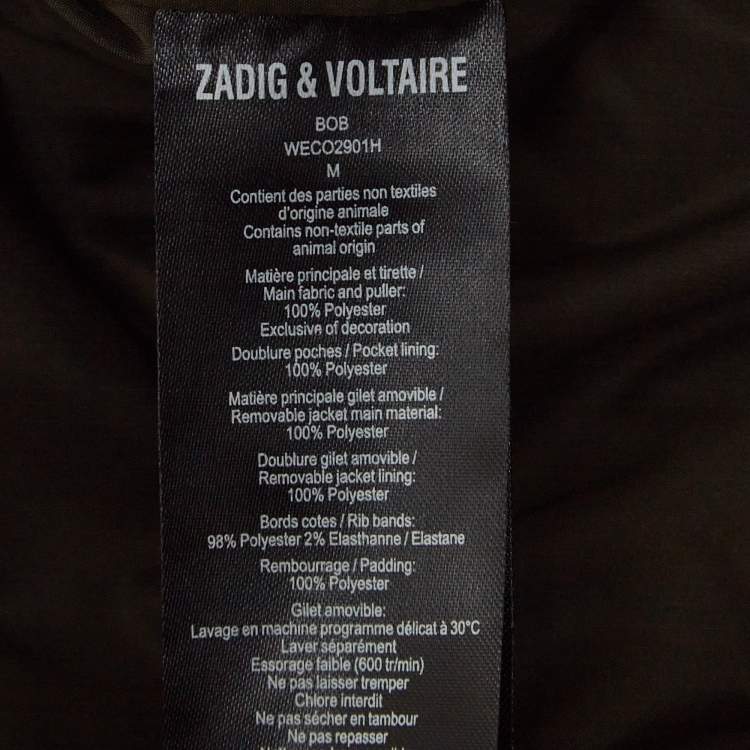 Pre Owned Zadig & Voltaire Green Synthetic Detachable Lining Parka Jacket M