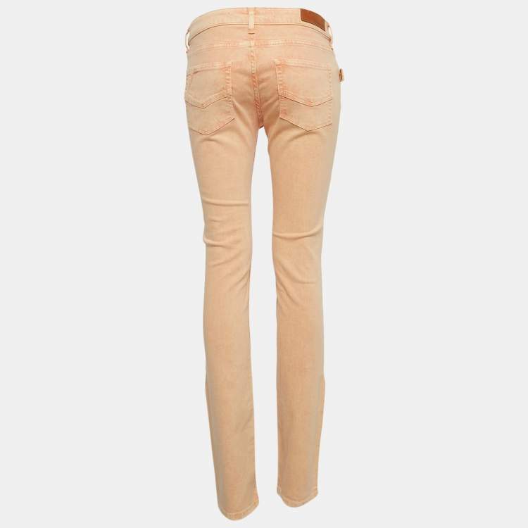Pre Owned Zadig & Voltaire Light Orange Washed Denim Eva Snow Jeans M Waist 27"