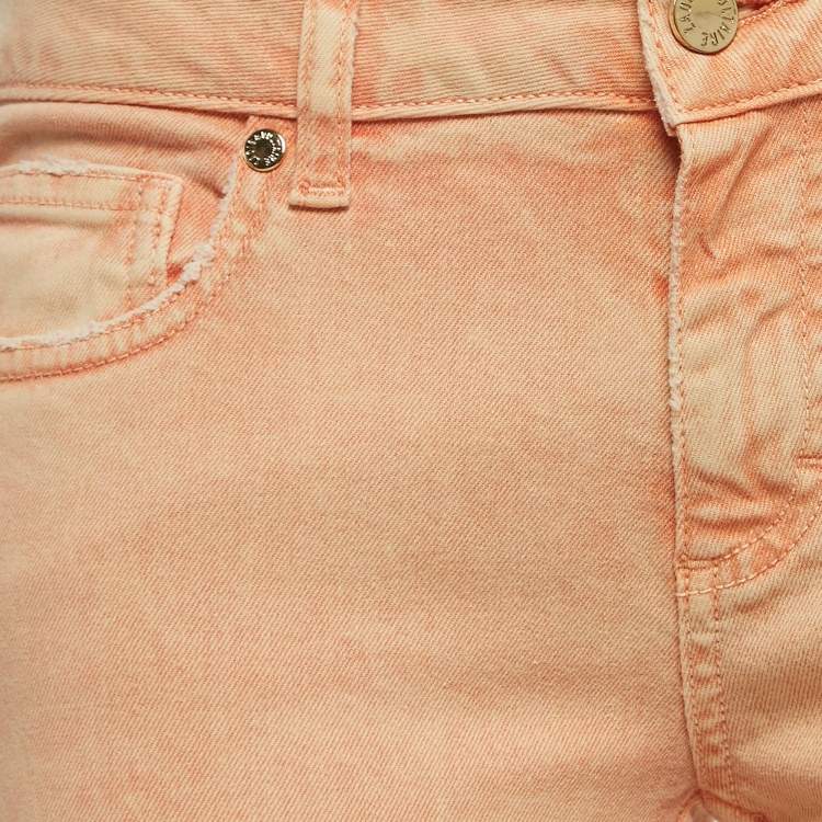 Pre Owned Zadig & Voltaire Light Orange Washed Denim Eva Snow Jeans M Waist 27"