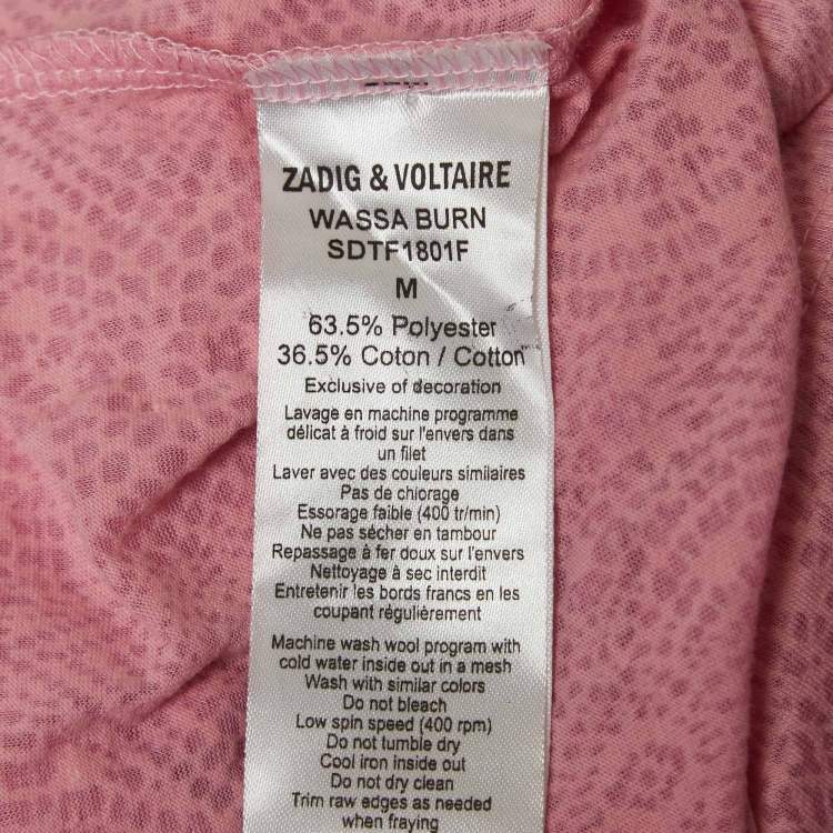 Pre Owned Zadig & Voltaire Pink Wassa Burn Knit V-Neck T-Shirt M
