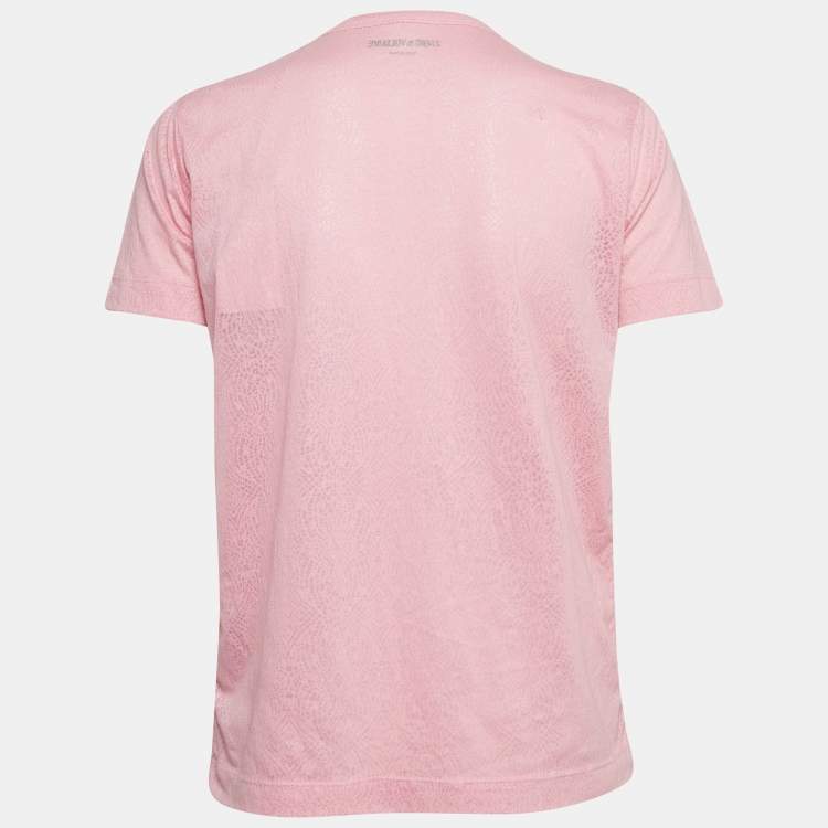Pre Owned Zadig & Voltaire Pink Wassa Burn Knit V-Neck T-Shirt M