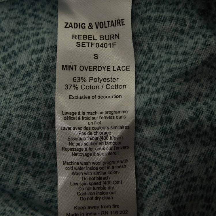 Pre Owned Zadig & Voltaire Mint Green Overdye Lace Knit Mini Dress S