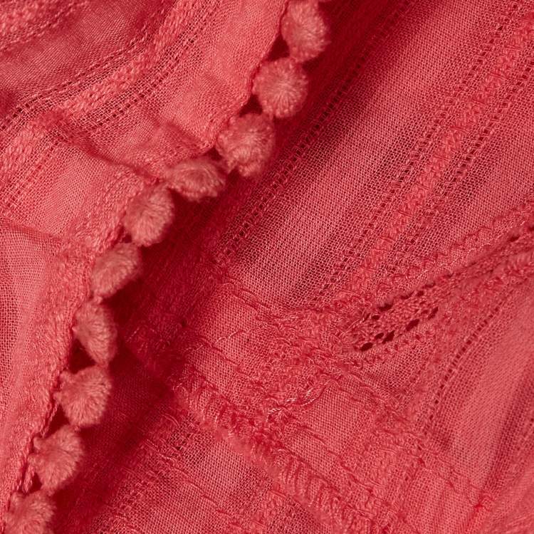 Pre Owned Zadig & Voltaire Pink Lace Trim Cotton Sleeveless Blouse L