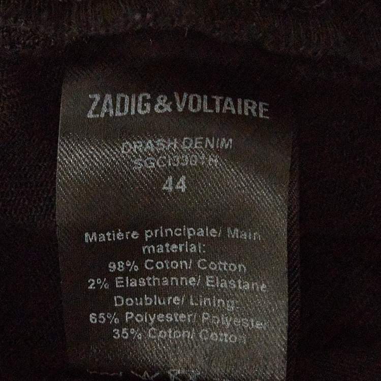 Pre Owned Zadig & Voltaire Black Distressed Denim Raw Edge Detail Shorts L Waist 34"