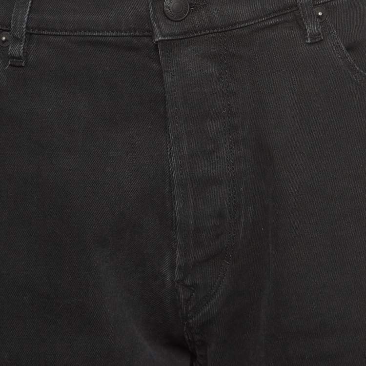 Pre Owned Zadig & Voltaire Black Distressed Denim Raw Edge Detail Shorts L Waist 34"