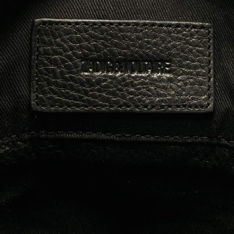 Pre Owned Zadig & Voltaire Black Leather Zip Boston Bag