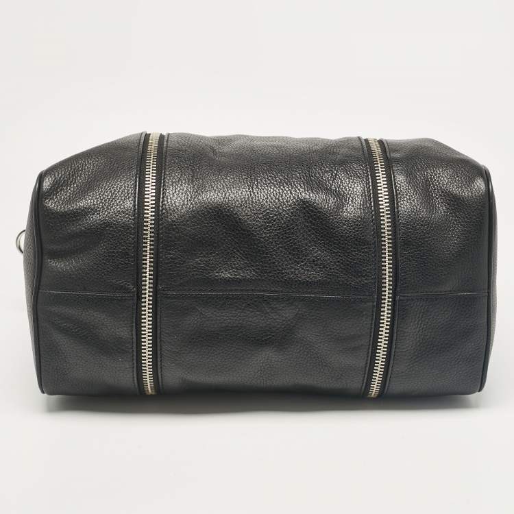 Pre Owned Zadig & Voltaire Black Leather Zip Boston Bag