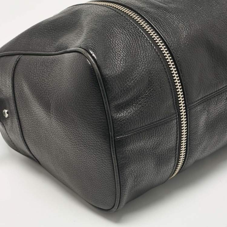 Pre Owned Zadig & Voltaire Black Leather Zip Boston Bag