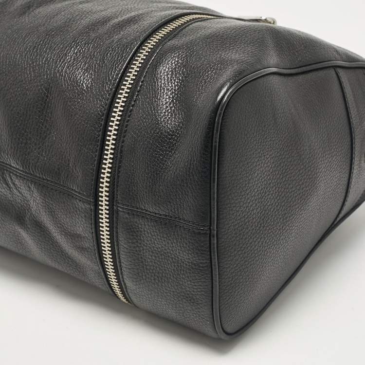 Pre Owned Zadig & Voltaire Black Leather Zip Boston Bag