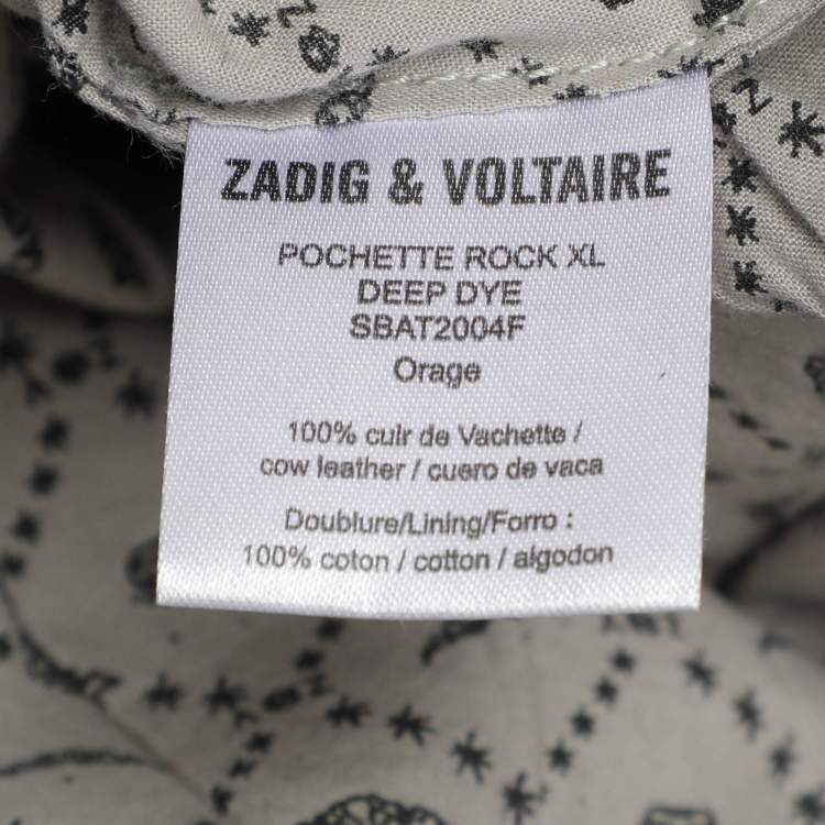 Pre Owned Zadig & Voltaire Grey Leather Rock Chain Link Pochette Shoulder Bag