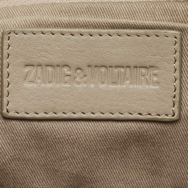 Pre Owned Zadig & Voltaire Grey Python Embossed Leather Rock Foldover Clutch Bag