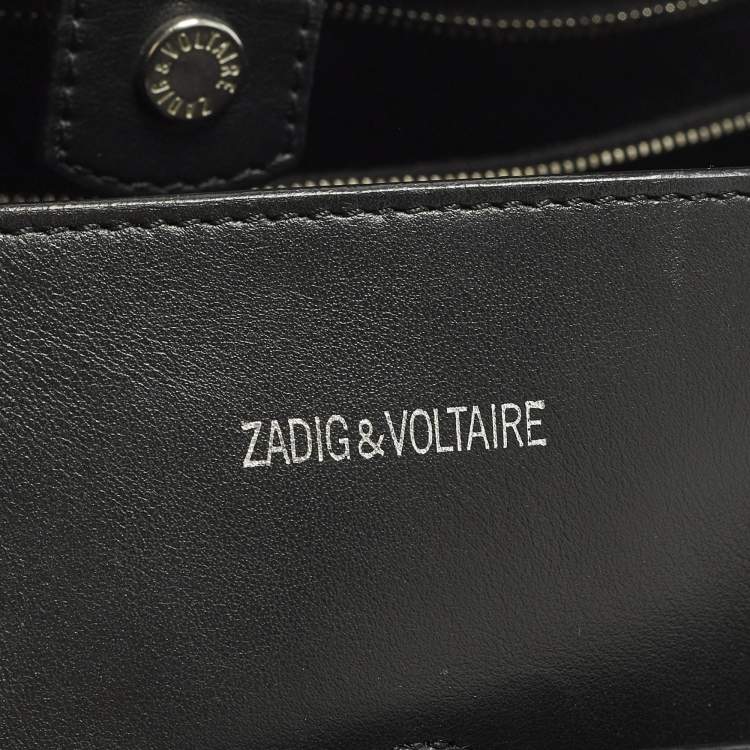 Pre Owned Zadig & Voltaire Candide Embellished Medium Black Leather Tote