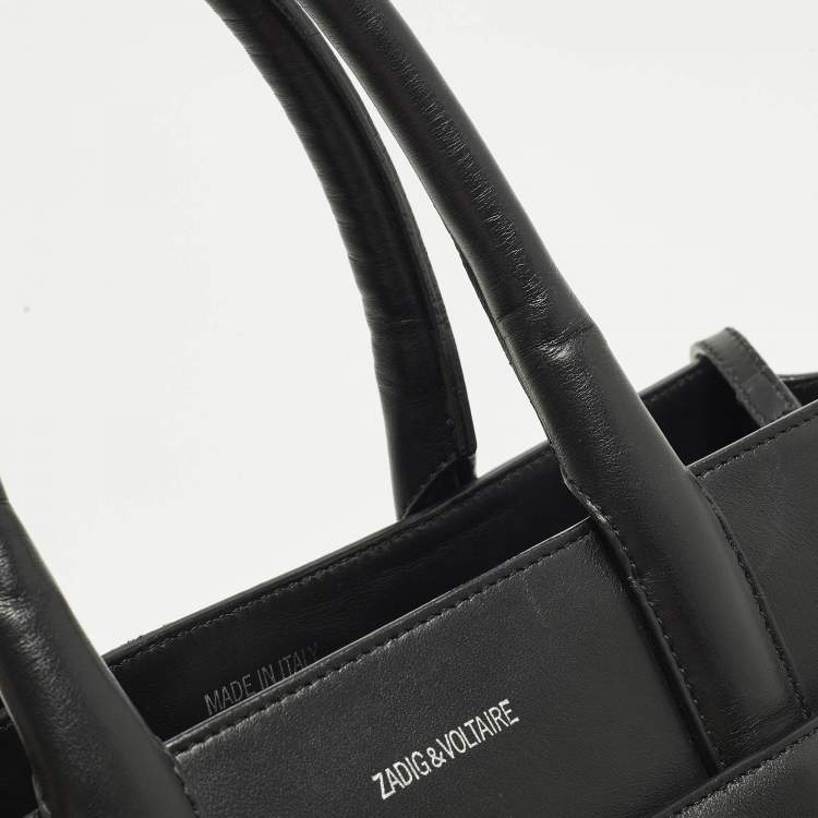 Pre Owned Zadig & Voltaire Candide Embellished Medium Black Leather Tote