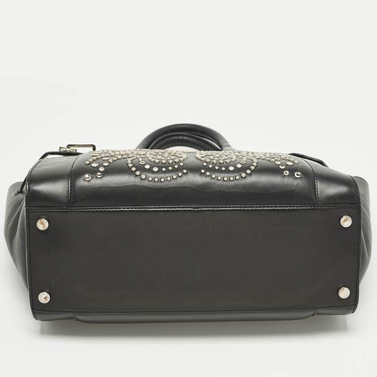 Pre Owned Zadig & Voltaire Candide Embellished Medium Black Leather Tote