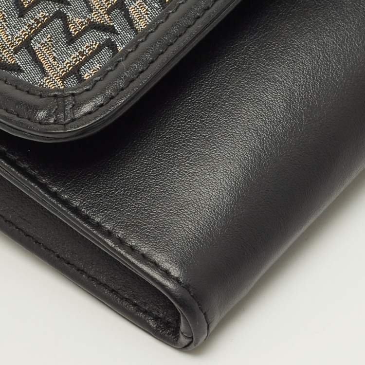 Pre Owned Zadig & Voltaire Le City Black Printed Fabric and Leather Wallet On Chain