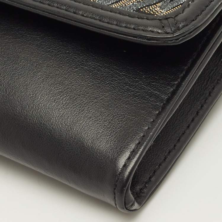 Pre Owned Zadig & Voltaire Le City Black Printed Fabric and Leather Wallet On Chain