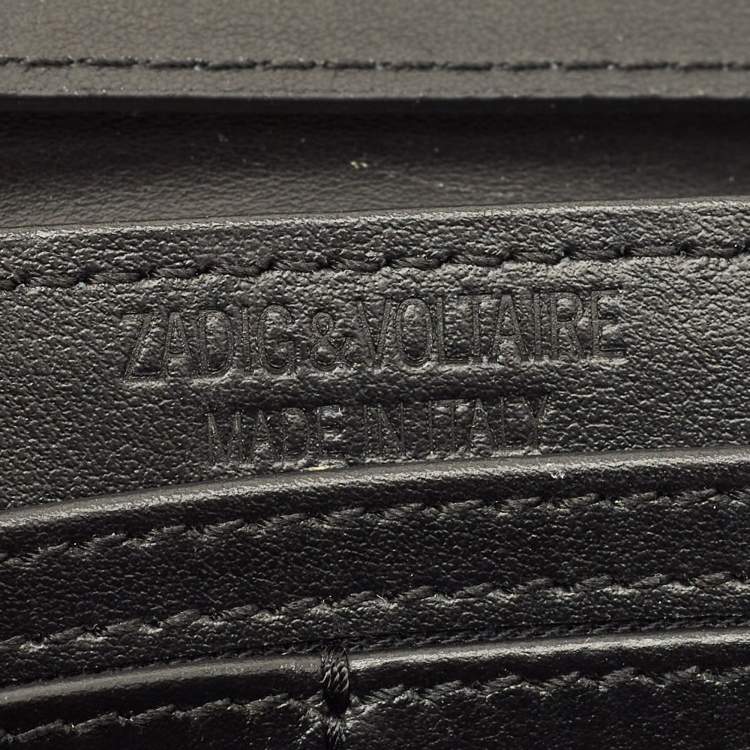 Pre Owned Zadig & Voltaire Le City Black Printed Fabric and Leather Wallet On Chain