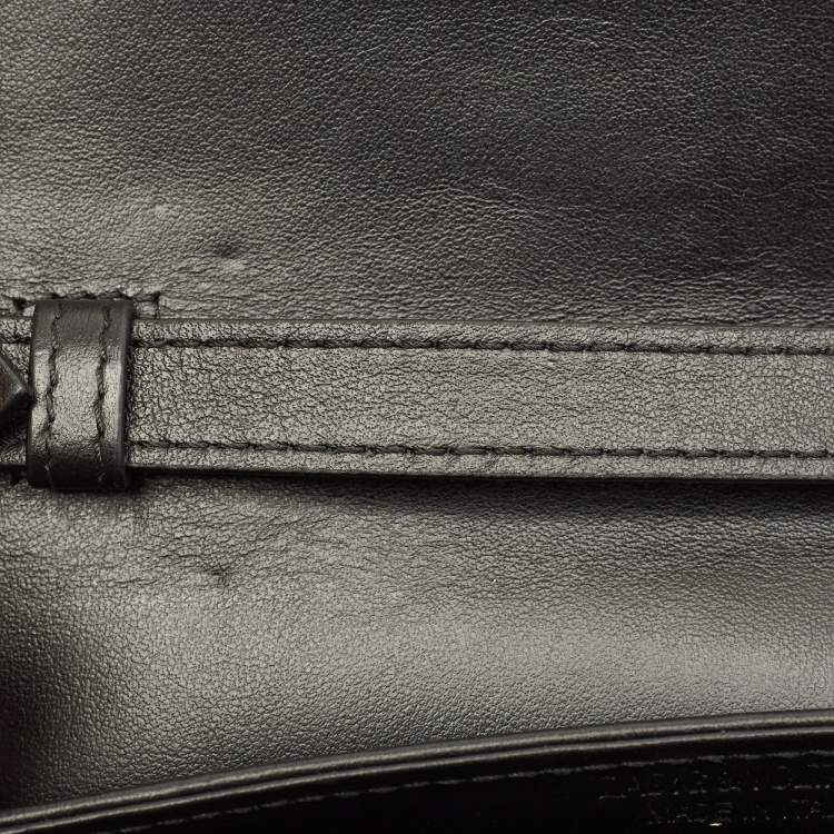 Pre Owned Zadig & Voltaire Le City Black Printed Fabric and Leather Wallet On Chain