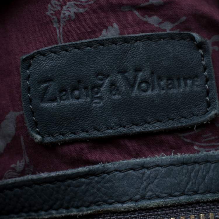 Pre Owned Zadig & Voltaire Blue Leather Baguette Hippy Lave Hobo 