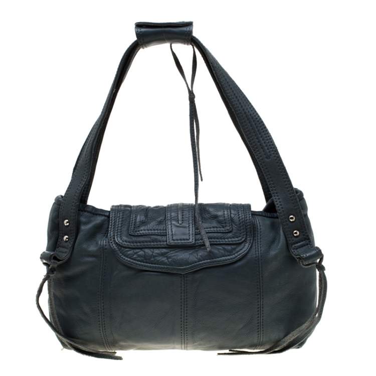 Pre Owned Zadig & Voltaire Blue Leather Baguette Hippy Lave Hobo 