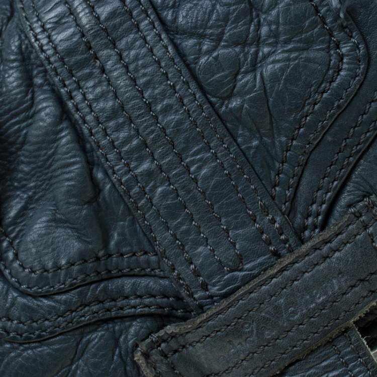 Pre Owned Zadig & Voltaire Blue Leather Baguette Hippy Lave Hobo 