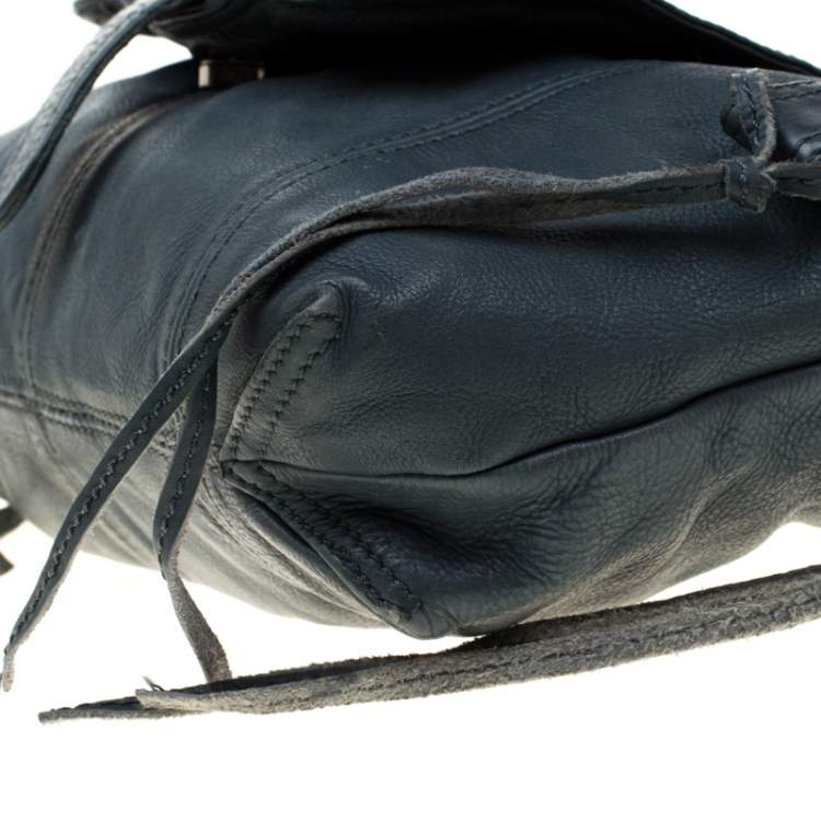 Pre Owned Zadig & Voltaire Blue Leather Baguette Hippy Lave Hobo 