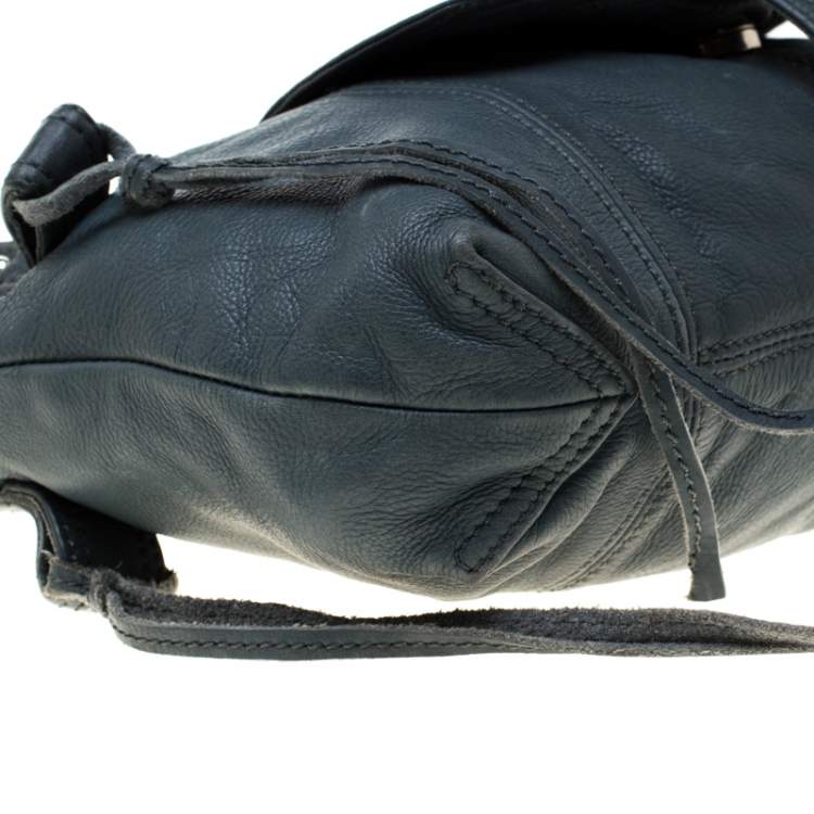 Pre Owned Zadig & Voltaire Blue Leather Baguette Hippy Lave Hobo 