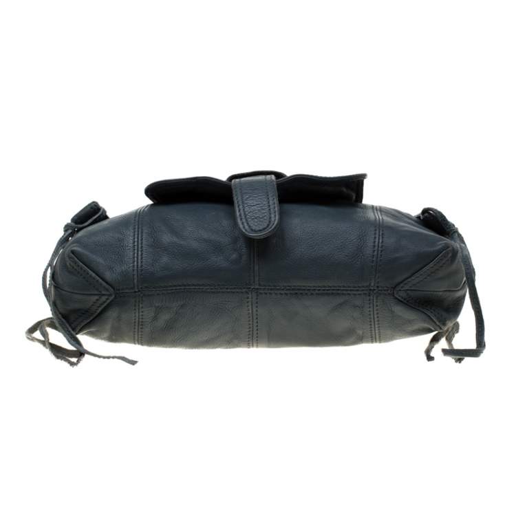 Pre Owned Zadig & Voltaire Blue Leather Baguette Hippy Lave Hobo 