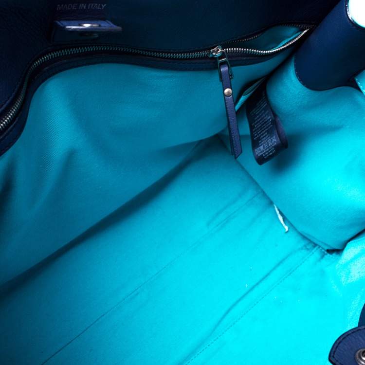 Pre Owned Zadig and Voltaire Blue/Green Leather Large Candide Tote