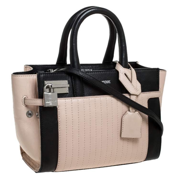 Pre Owned Zadig and Voltaire Beige/Black Leather XS Candide Tote