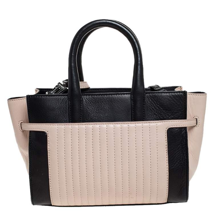 Pre Owned Zadig and Voltaire Beige/Black Leather XS Candide Tote
