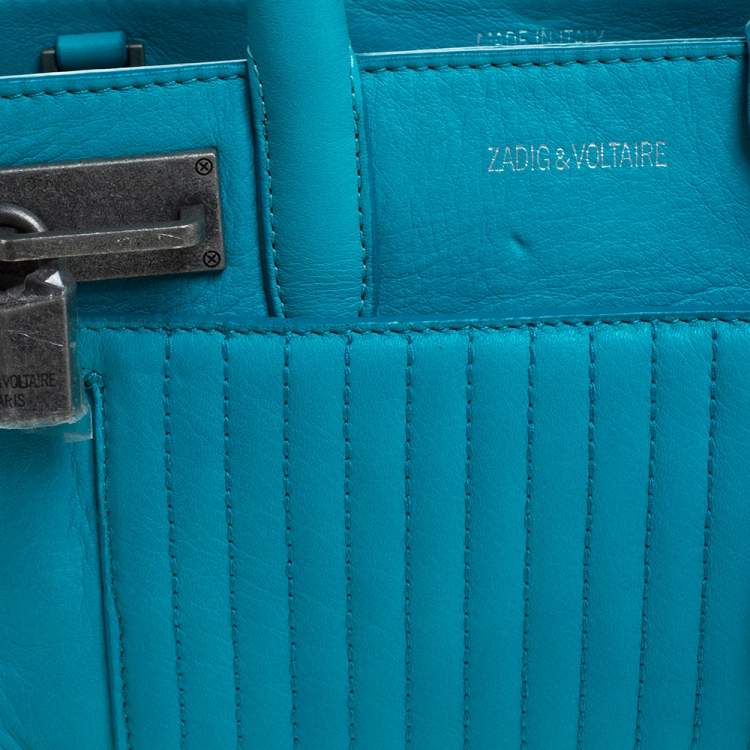 Pre Owned Zadig and Voltaire Blue Leather XS Candide Tote