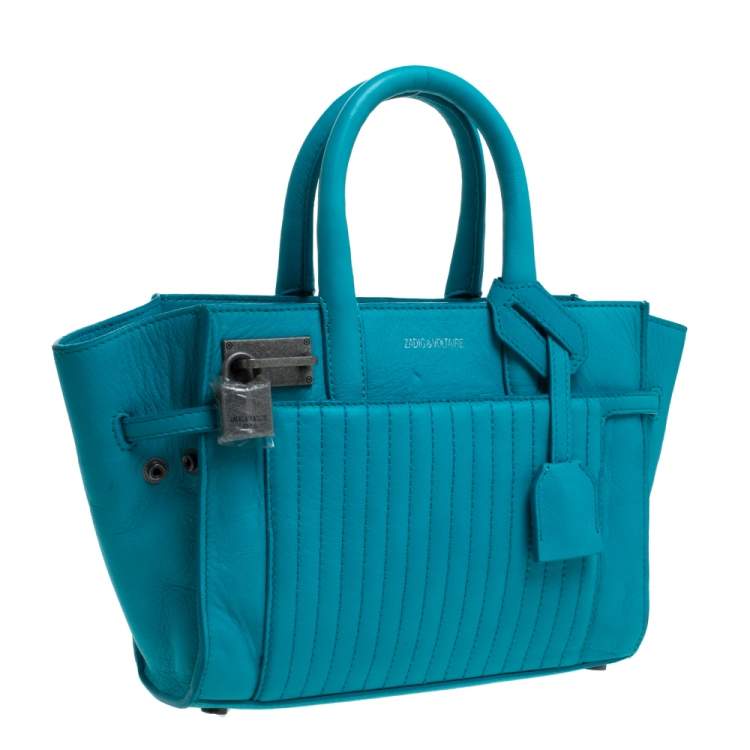 Pre Owned Zadig and Voltaire Blue Leather XS Candide Tote