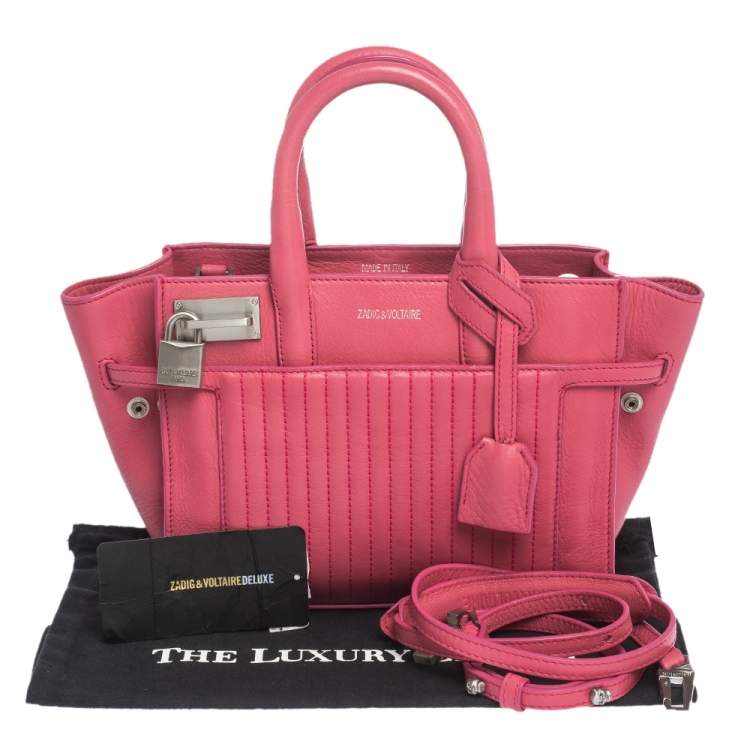 Pre Owned Zadig and Voltaire Pink Leather XS Candide Tote